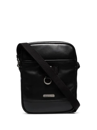 Shop Saint Laurent Logo Plaque Shoulder Bag - Black