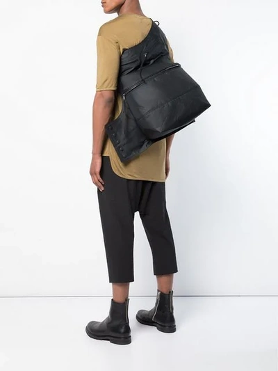 Shop Rick Owens One Shoulder Messenger Backpack - Black