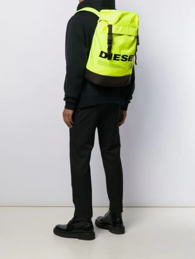 Shop Diesel Neon Logo Warning Backpack In H5221 Yellow