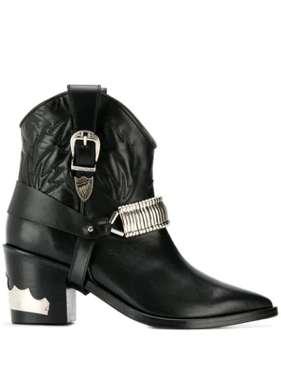 Shop Toga Metallic Details Cowboy Boots In Black