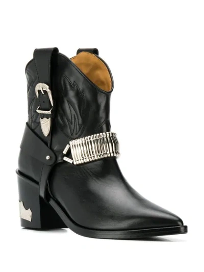 Shop Toga Metallic Details Cowboy Boots In Black