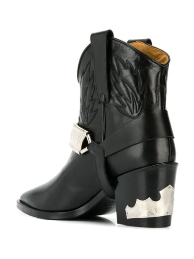 Shop Toga Metallic Details Cowboy Boots In Black