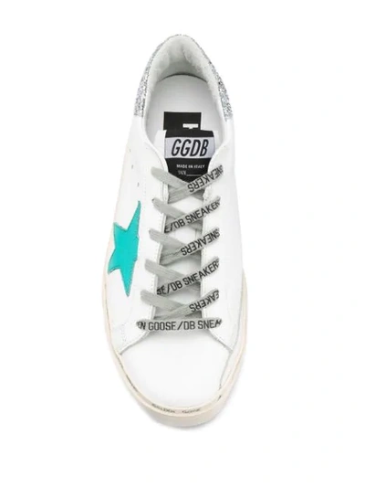 Shop Golden Goose Hi-star Sneakers In G5 White Silver-green