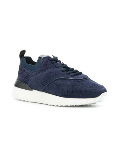 Shop Tod's Lace Up Sneakers In Blue