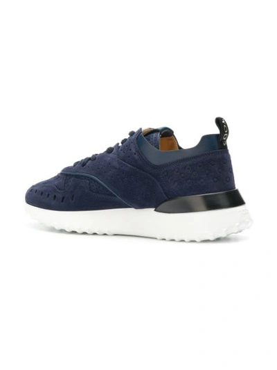 Shop Tod's Lace Up Sneakers In Blue