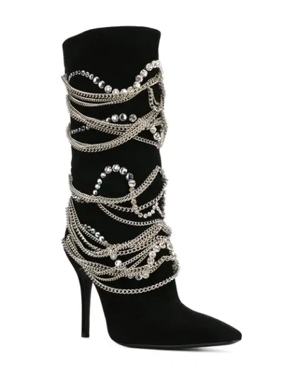 Shop Giuseppe Zanotti Notte Chain Boots In Black