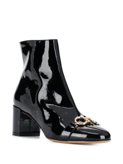 Shop Ferragamo Gancio Varnished Boots In Black