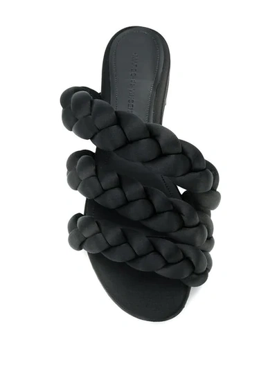 Shop Marco De Vincenzo Triple Treccia Slider Sandals In Black