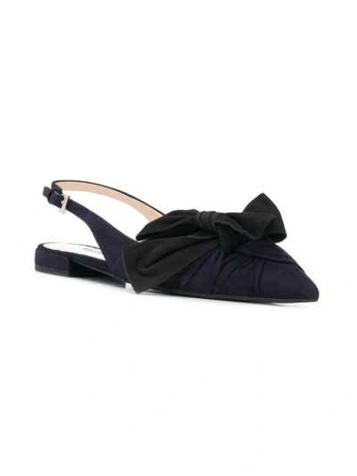 Shop Prada Bow Detail Sling Back Sandals In Blue