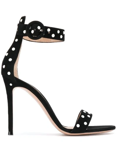 GIANVITO ROSSI PEARL EMBELLISHED STILETTO SANDALS - 黑色