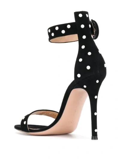 GIANVITO ROSSI PEARL EMBELLISHED STILETTO SANDALS - 黑色
