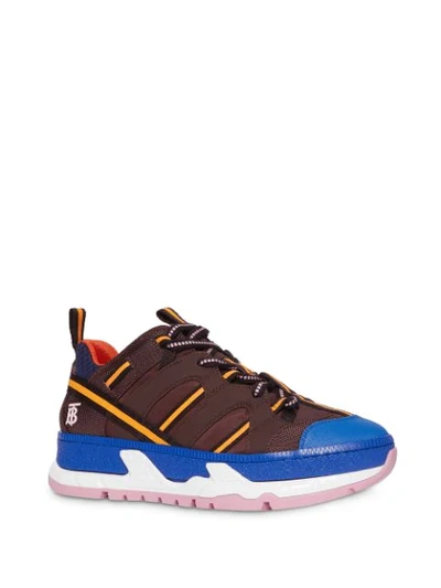 Shop Burberry 'union' Sneakers In Coffee / Blue