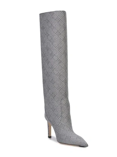 Shop Jimmy Choo Checked Knee-high Boots In Silver