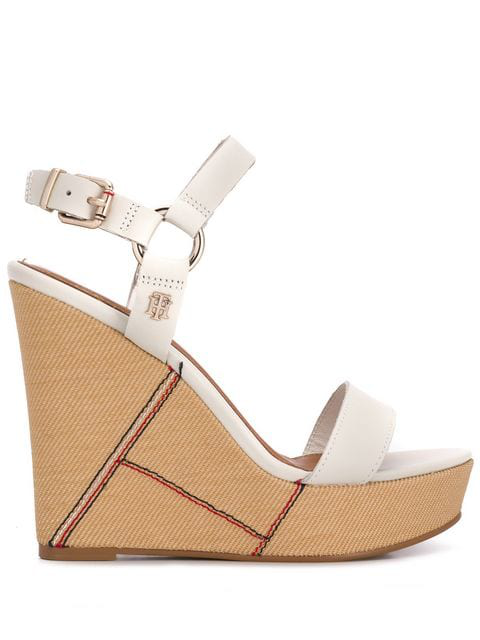 tommy hilfiger white wedge sandals
