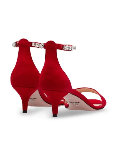 Shop Prada Crystal Strap Sandals In Red