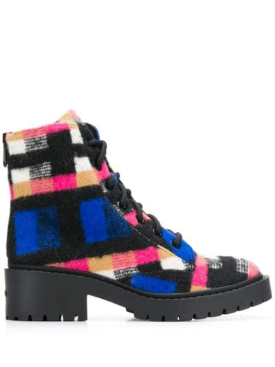 KENZO LACE UP ANKLE BOOTS - 蓝色