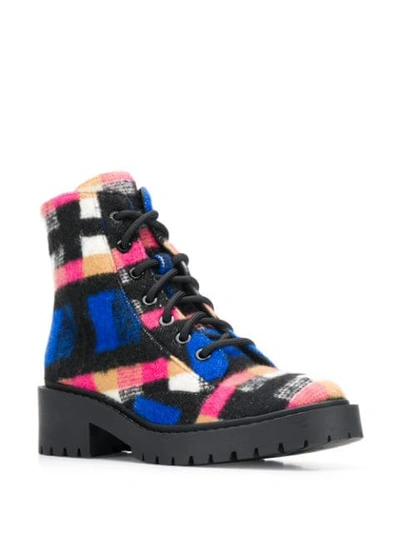 KENZO LACE UP ANKLE BOOTS - 蓝色