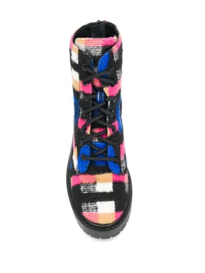 Shop Kenzo Lace Up Ankle Boots In Blue