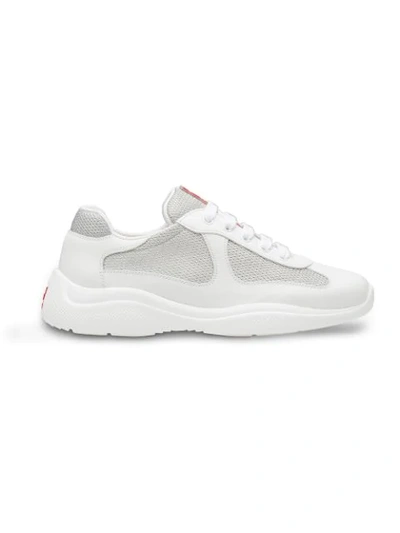Shop Prada America Cup Sneakers In White