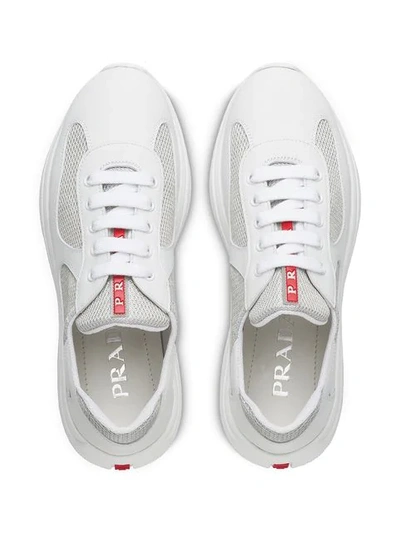 Shop Prada America Cup Sneakers In White