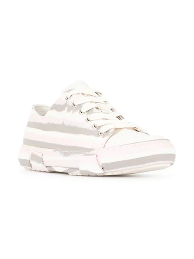 Shop Both Striped Lace-up Sneakers In White
