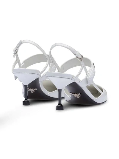Shop Prada Two-tone Leather Slingbacks In F0009 White