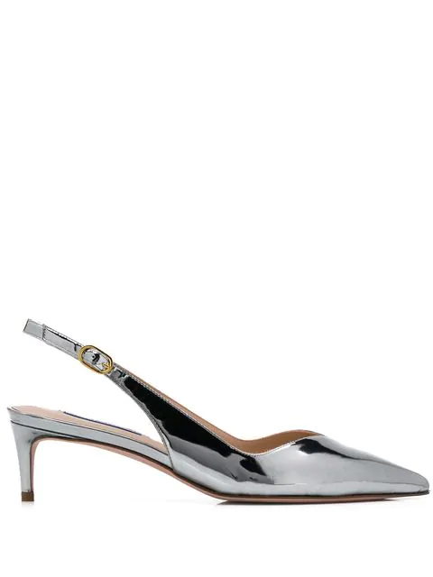 silver slingbacks low heel