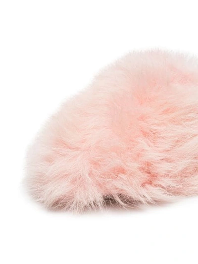 Shop Natasha Zinko Pink Shearling Flat Mules 