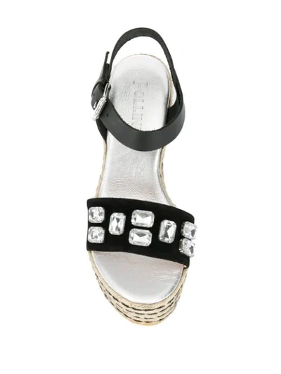 Shop Pollini Embellished Wedged Sandals - Black