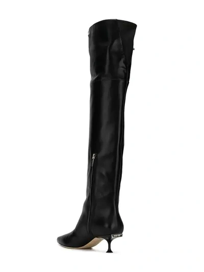 Shop Sergio Rossi Kitten Heel Boots In Black
