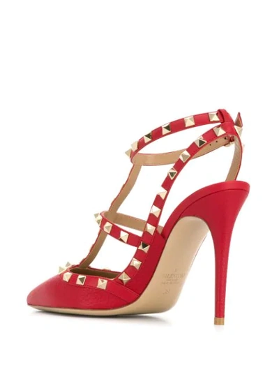 VALENTINO VALENTINO GARAVANI ROCKSTUD CAGED PUMPS - 红色