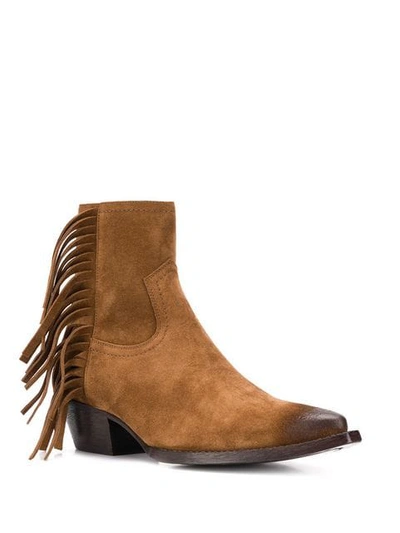 Shop Saint Laurent Lukas 40 Boots In Brown