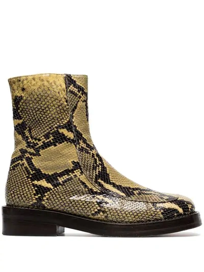 Shop Marni Snakeskin Embossed Boots In Neutrals