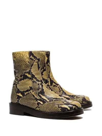 Shop Marni Snakeskin Embossed Boots In Neutrals