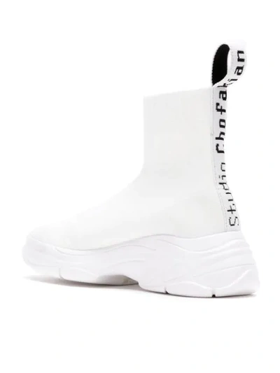 Studio Chofakian Knit Sneakers In White