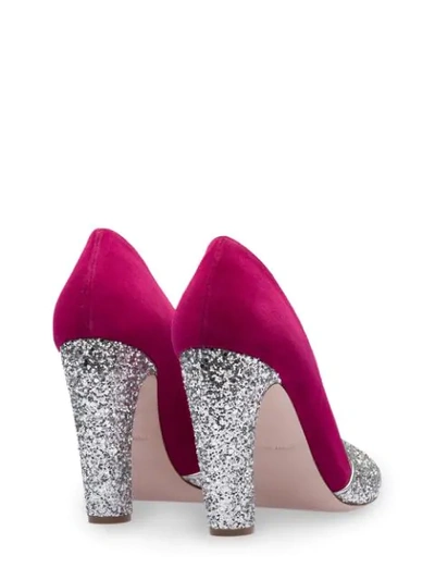 Shop Miu Miu Glitter Pumps - Silver