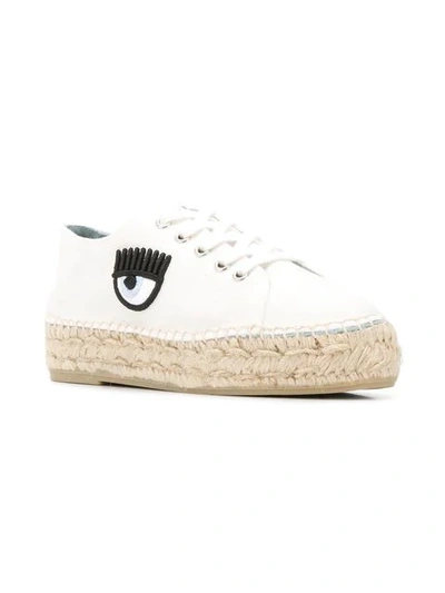 Shop Chiara Ferragni Eye Detailed Espadrille Sneakers In White
