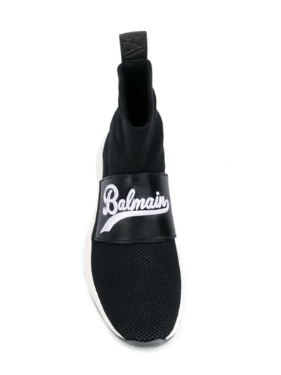 Shop Balmain Cameron Embroidered Logo Sneakers In Black