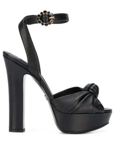 Shop Dolce & Gabbana Knot Platform Sandals In Black