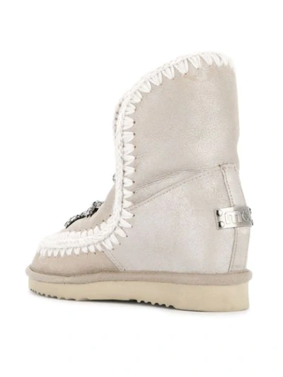 Shop Mou Embellished Snow Boots - Neutrals