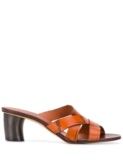 Shop Michel Vivien Criss-cross Strap Mules In Brown