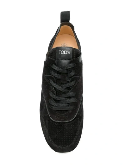 Shop Tod's Perforated Lace-up Sneakers - Black