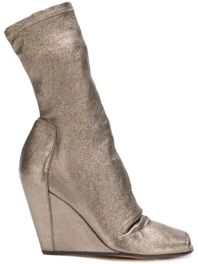 Shop Rick Owens Open Toe Wedge Booties In Neutrals