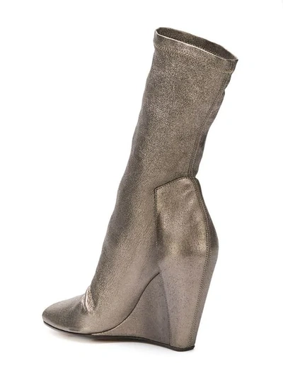 Shop Rick Owens Open Toe Wedge Booties In Neutrals