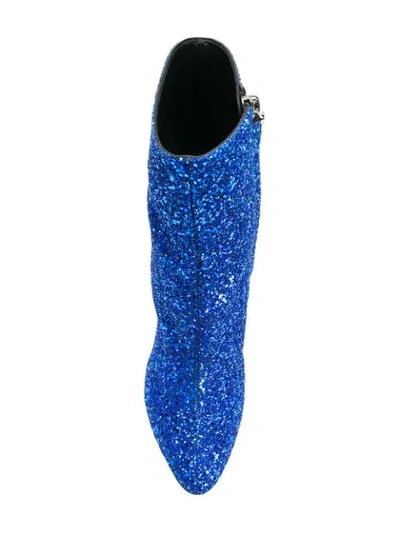 SAINT LAURENT LOULOU GLITTER ANKLE BOOTS - 蓝色