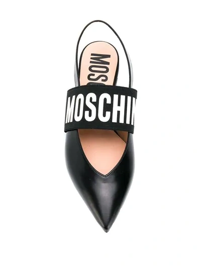 Shop Moschino Ballerinas Mit Logo-riemen - Schwarz In Black