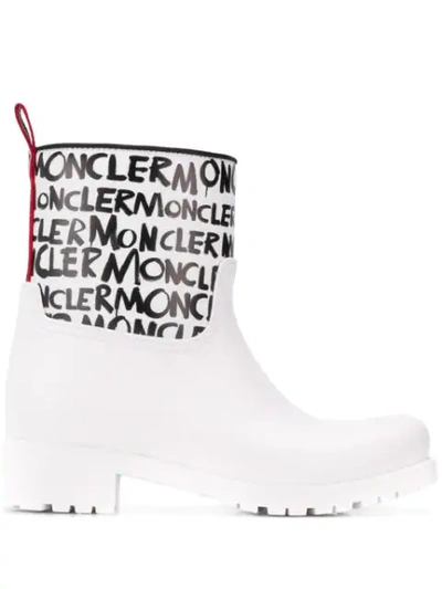 Shop Moncler Ginette Rain Boots In White