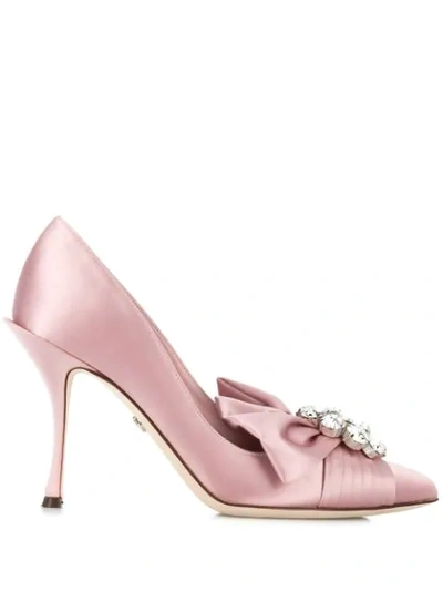 Shop Dolce & Gabbana Crystal-embellished Pumps In Pink
