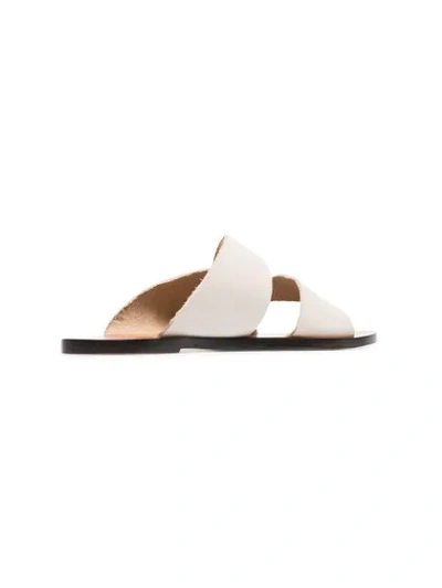 Shop Atp Atelier White Allai Leather Crossover Strap Sandals