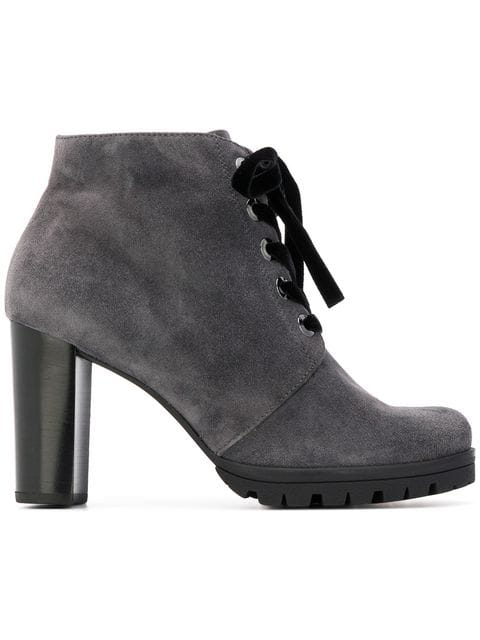 grey suede lace up ankle boots